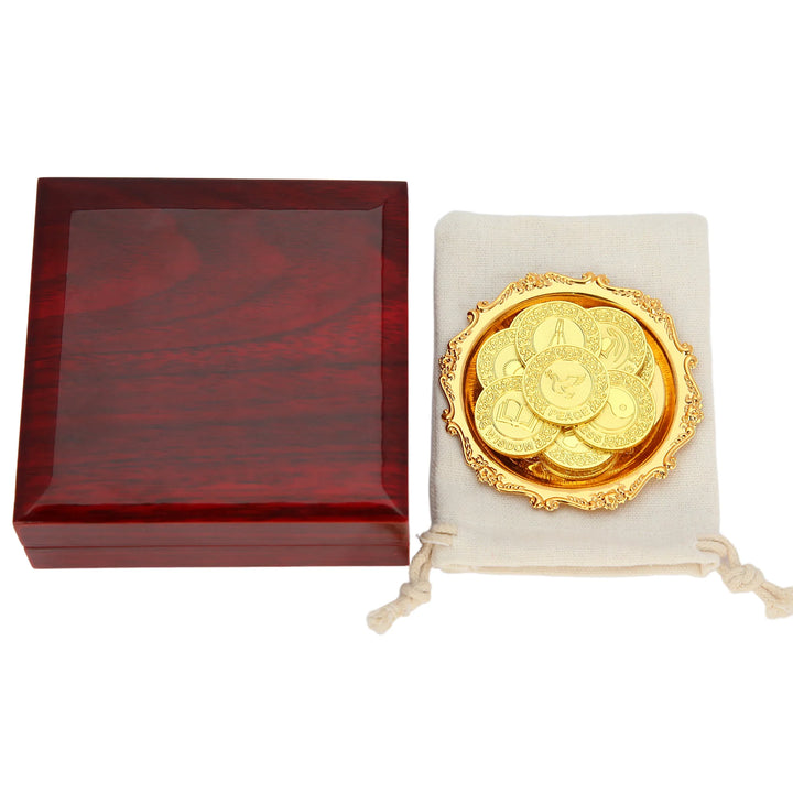 13 pcs English Wedding Arras Coins with Luxury Wooden Box – Wedding Unity Coins Set for Wedding Ceremony - TINGKU
