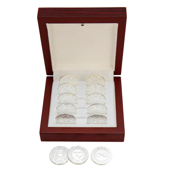 13 pcs English Wedding Arras Coins with Luxury Wooden Box – Wedding Unity Coins Set for Wedding Ceremony - TINGKU