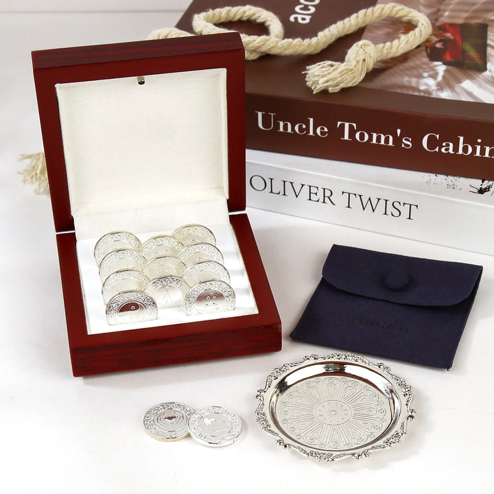 13 pcs Spanish Las Arras de Boda Wedding Coins with Luxury Wooden Box – Arras para Boda for Wedding Ceremony - TINGKU