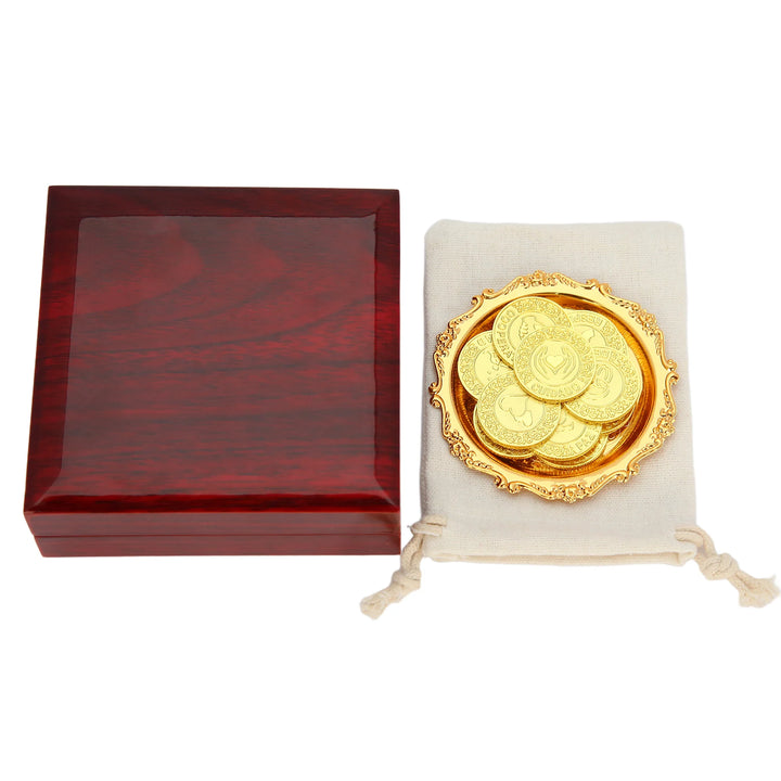 13 pcs Spanish Las Arras de Boda Wedding Coins with Luxury Wooden Box – Arras para Boda for Wedding Ceremony - TINGKU
