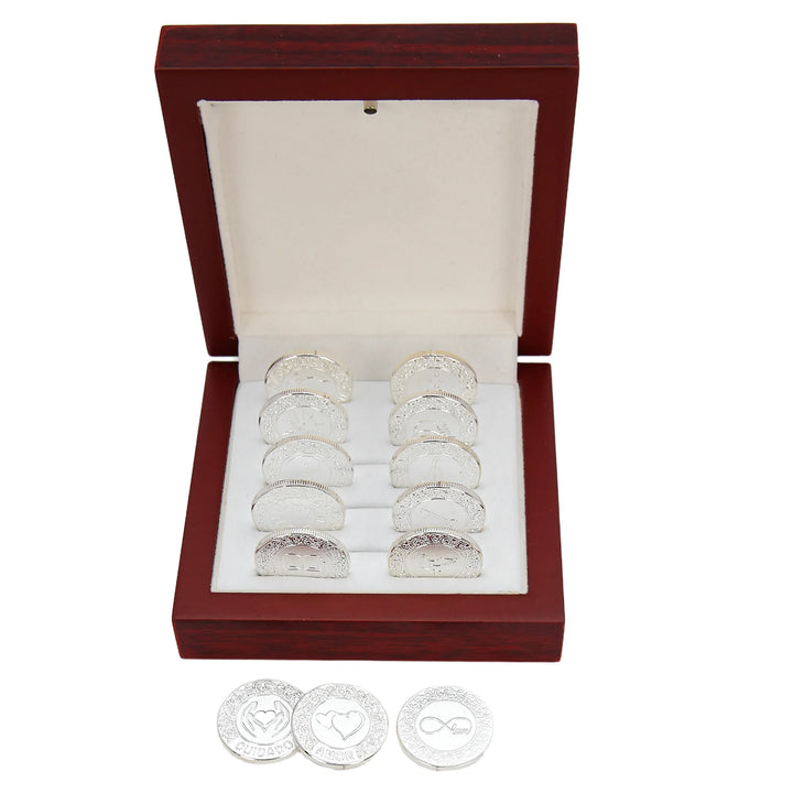13 pcs Spanish Las Arras de Boda Wedding Coins with Luxury Wooden Box – Arras para Boda for Wedding Ceremony - TINGKU
