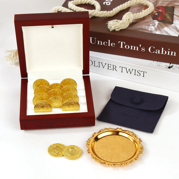 13 pcs Spanish Las Arras de Boda Wedding Coins with Luxury Wooden Box – Arras para Boda for Wedding Ceremony - TINGKU