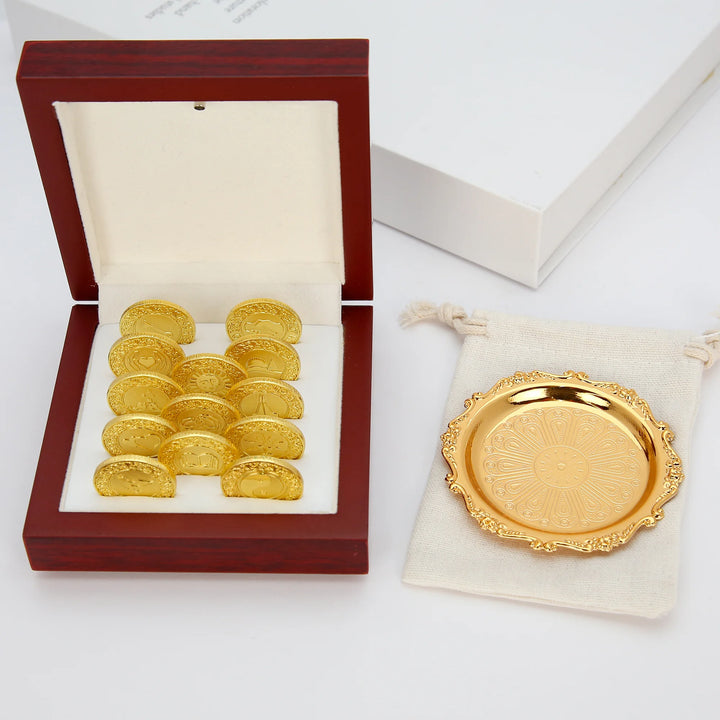 13 pcs Spanish Las Arras de Boda Wedding Coins with Luxury Wooden Box – Arras para Boda for Wedding Ceremony - TINGKU