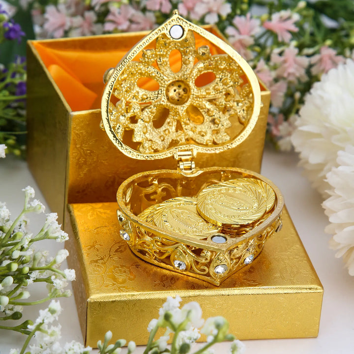 13 pcs Virgen de Guadalupe Wedding Arras Coins Set with Diamond Five - Flower Heart Box, Personalized Arras de Boda Cristiana, Wedding Ceremony Accessories - TINGKU
