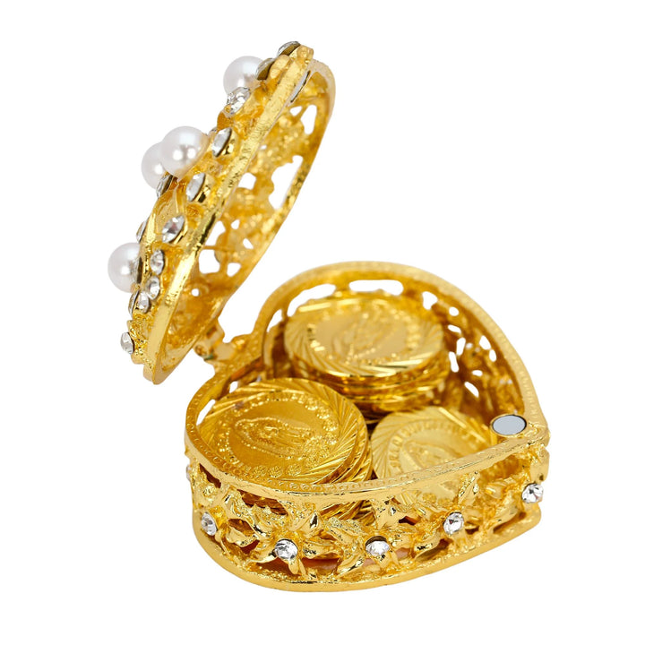 13 pcs Virgen de Guadalupe Wedding Arras Coins Set with Heart Shape Box, Arras De Boda Cristiana, Wedding Accessories for Ceremony - Pearls Windmill - TINGKU