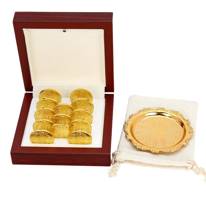 13 pcs Virgen of Guadalupe Wedding Arras Coins with Luxury Wooden Box - Las Arras de Boda for Wedding Ceremony - TINGKU