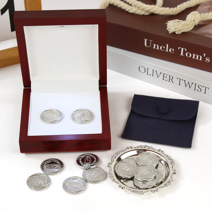 13 pcs Virgen of Guadalupe Wedding Arras Coins with Luxury Wooden Box - Las Arras de Boda for Wedding Ceremony - TINGKU