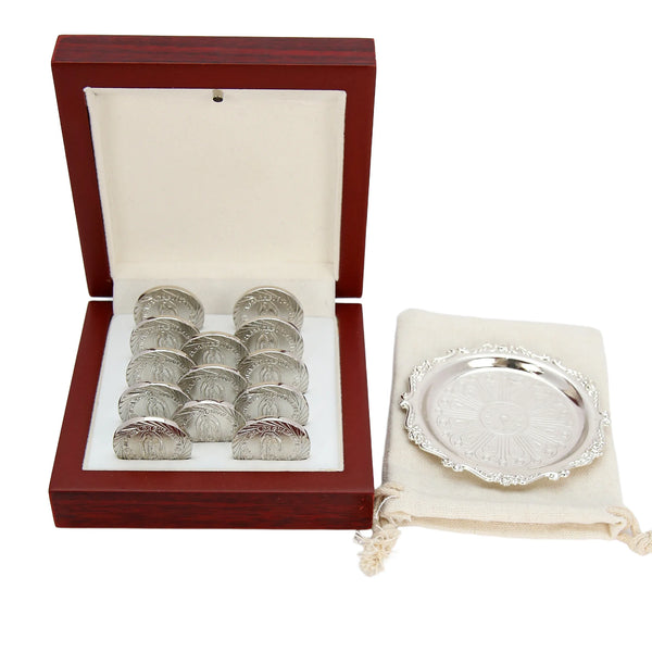 13 pcs Virgen of Guadalupe Wedding Arras Coins with Luxury Wooden Box - Las Arras de Boda for Wedding Ceremony - TINGKU