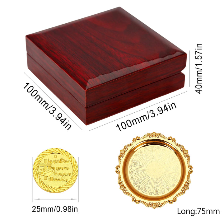 13 pcs Virgen of Guadalupe Wedding Arras Coins with Luxury Wooden Box - Las Arras de Boda for Wedding Ceremony - TINGKU