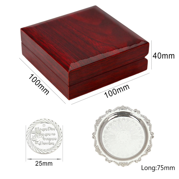 13 pcs Virgen of Guadalupe Wedding Arras Coins with Luxury Wooden Box - Las Arras de Boda for Wedding Ceremony - TINGKU