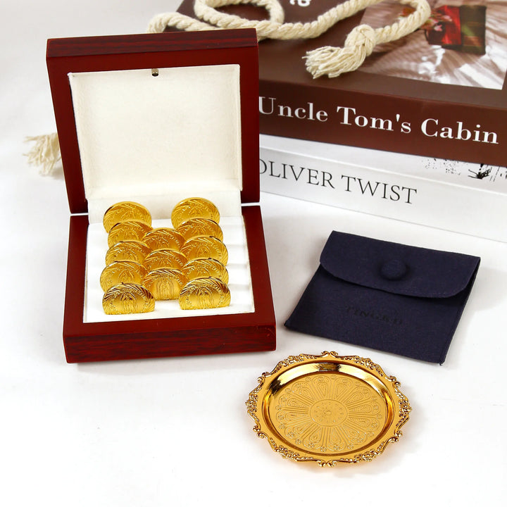 13 pcs Virgen of Guadalupe Wedding Arras Coins with Luxury Wooden Box - Las Arras de Boda for Wedding Ceremony - TINGKU