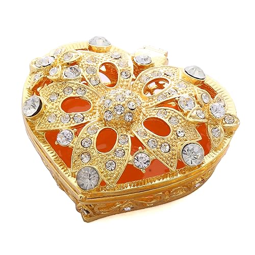 Five Flower Full Diamond Heart Shaped Box - TINGKU