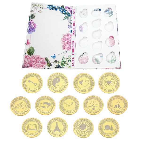 English Wedding Arras Unity Coins Set – 13 Coins with Book-Style Keepsake Box