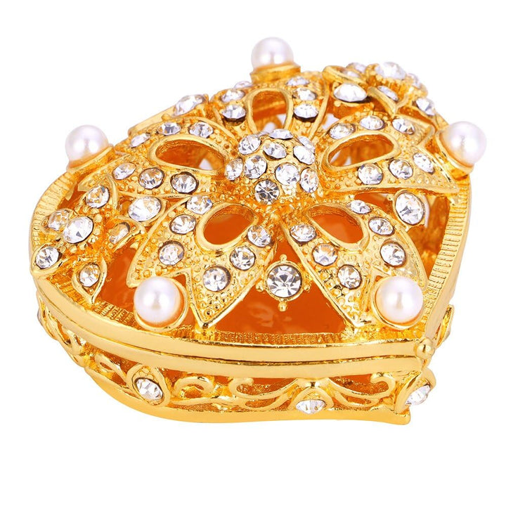 Five Flower Pearl Heart Shaped Box - TINGKU