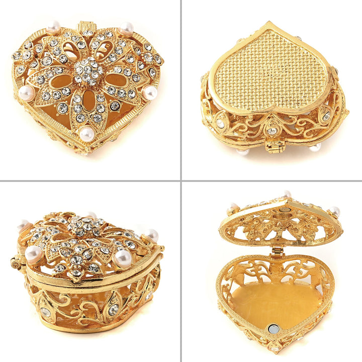 Five Flower Pearl Heart Shaped Box - TINGKU