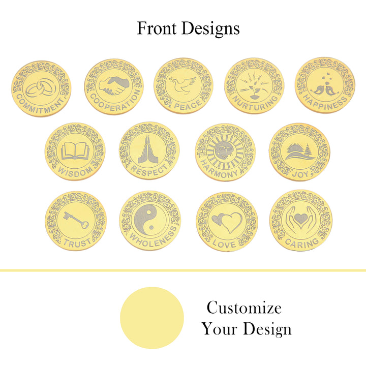 Custom Engraved 13 pcs English Words Wedding Arrhae Coins with Heart Shape Box, Personalized Wedding Arras Unity Coins Set - Full Rhinestones Heart - TINGKU