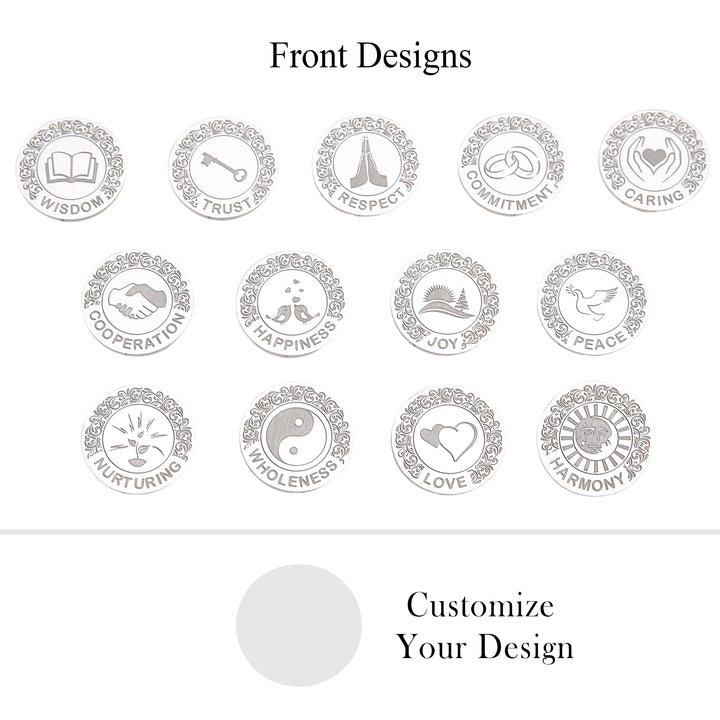 Custom Engraved 13 pcs English Words Wedding Arrhae Coins with Heart Shape Box, Personalized Wedding Arras Unity Coins Set - Full Rhinestones Heart - TINGKU