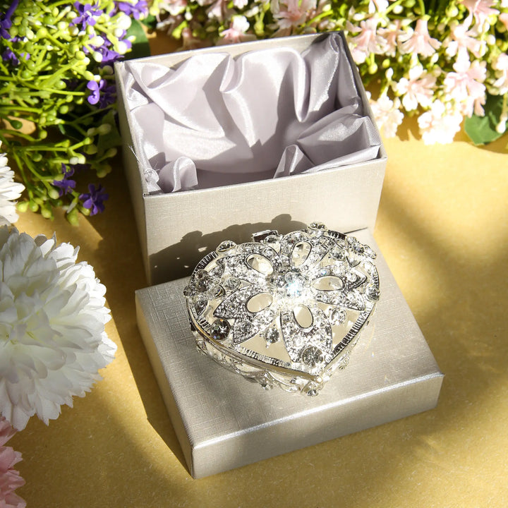 Las Arras de Boda Spanish 13 pcs Wedding Arras Coins with Heart Shaped Box, Wedding Unity Coins Set - Full Rhinestones Flower - TINGKU
