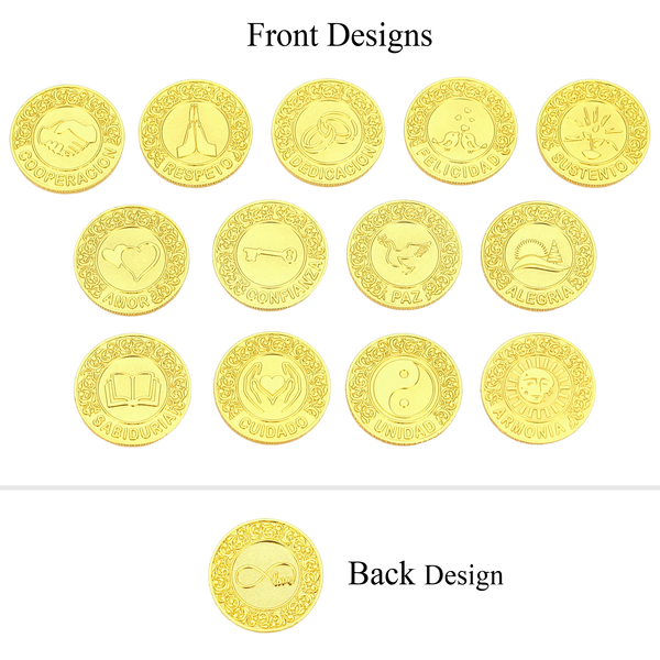 Arras de Boda – Juego de 13 Monedas de Unidad en Oro o Plata para Ceremonias Católicas