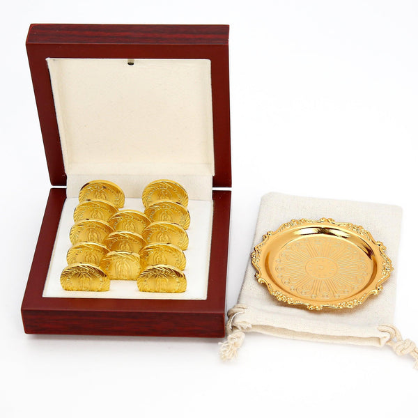 Virgen de Guadalupe Wedding Arras Unity Coins Set – 13 Catholic Coins with Flip-Top Mahogany Box