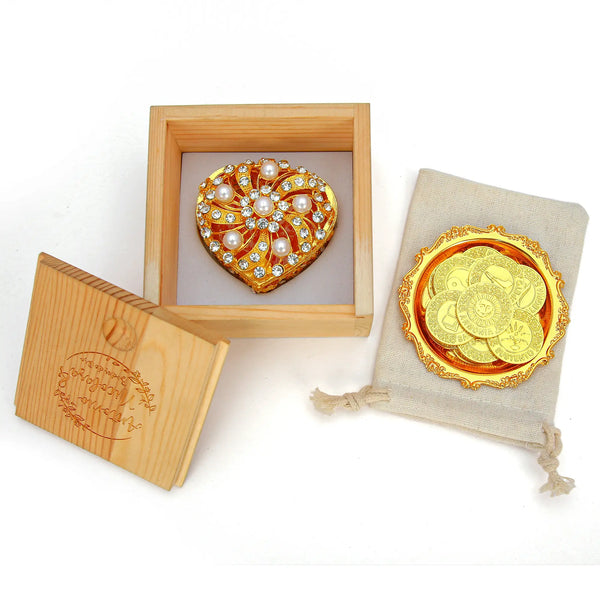 English Arras Unity Wedding Commemorative Coin Deluxe Set - 13 Coins with Twisted Pearl Heart Box