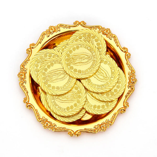 13 pcs Virgen de Guadalupe Wedding Arras Coins with Tray Plate Holder for Wedding Ceremony – Mexican Wedding Unity Coins Set