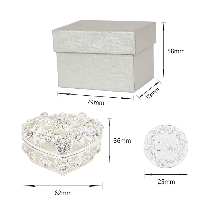 13 Spanish words coins 25mm each, stored in a silver 62×36mm heart-shaped box, with luxury 79×59×58mm gift box - tingkucoins.com
