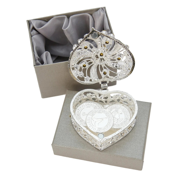 Complete silver-plated unity coin set, perfect for Catholic weddings, vow renewals, and anniversaries, beautifully packaged for gifting - tingkucoins.com