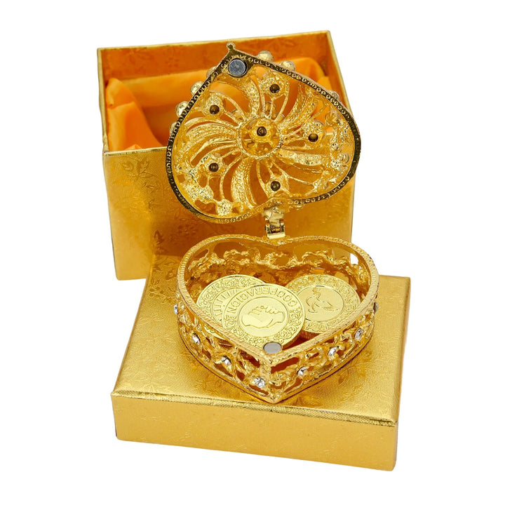 Las Arras de Boda Spanish 13 pcs Wedding Arras Coins with Heart Shaped Box, Wedding Unity Coins Set - Full Rhinestones Windmill - TINGKU