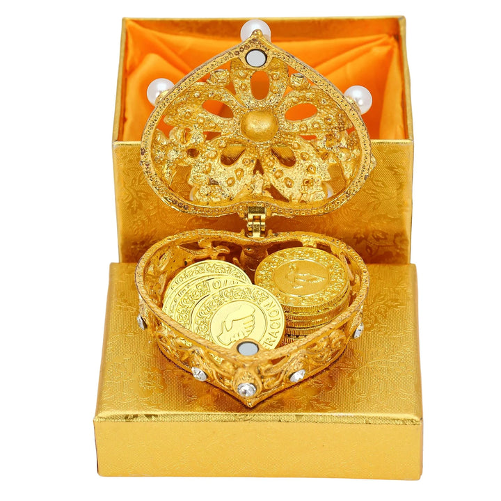 Las Arras de Boda Spanish 13 pcs Wedding Arras Coins with Heart Shaped Box, Wedding Unity Coins Set - Pearls Flower - TINGKU