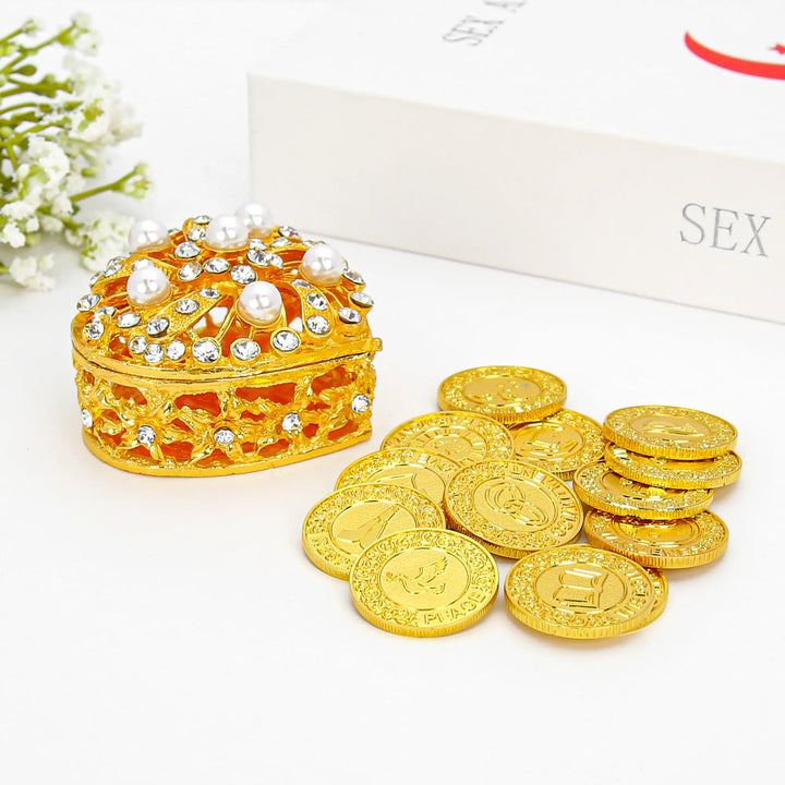 Personalized English Wedding Arras Unity Coin Set – 13 Custom Coins with Twisted Pearl Heart Box | Deluxe Keepsake for Catholic & Multicultural Ceremonies - TINGKU