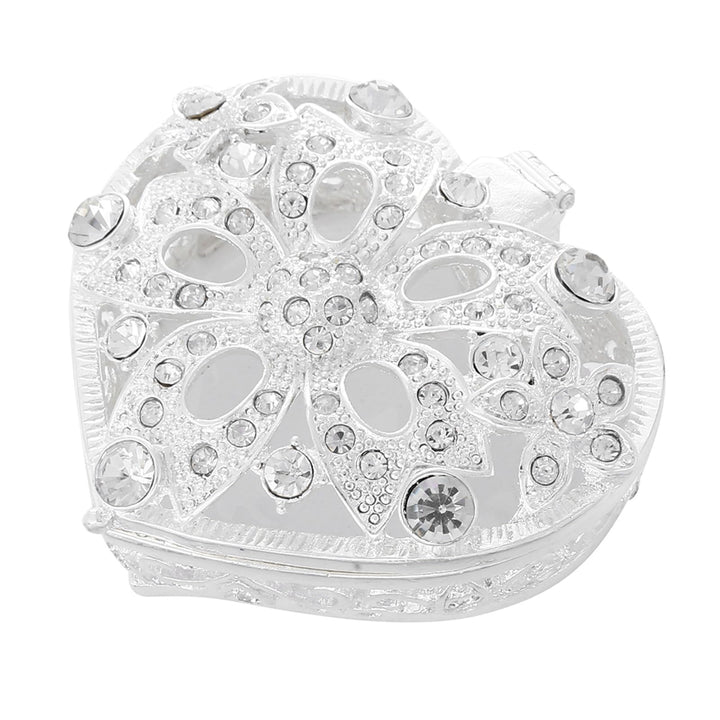 Five Flower Full Diamond Heart Shaped Box - TINGKU