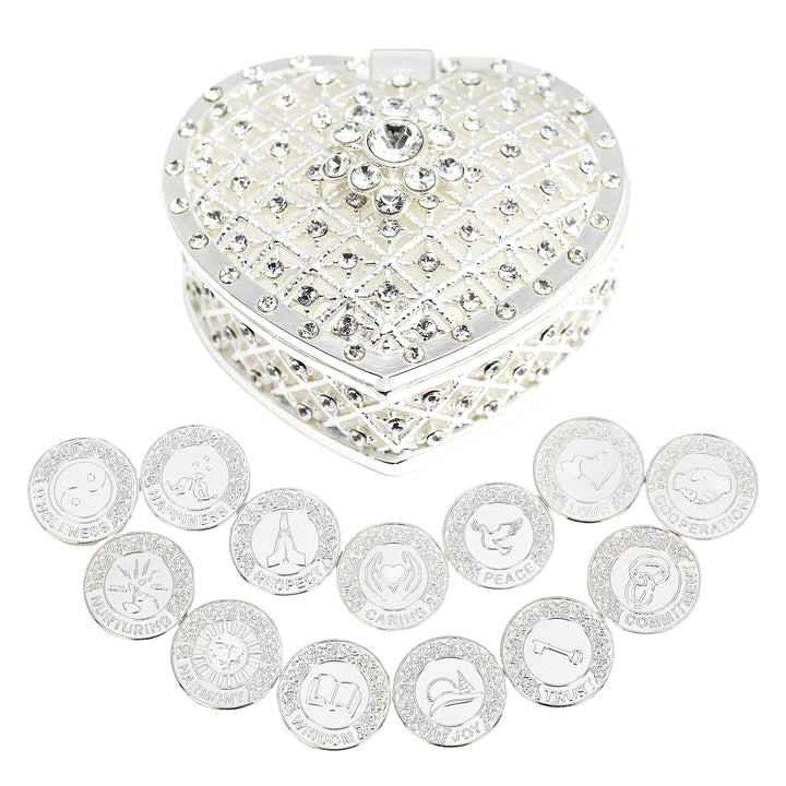13 English words engraved silver coins for wedding Arras, beautifully crafted keepsake gift for couples - tingkucoins.com