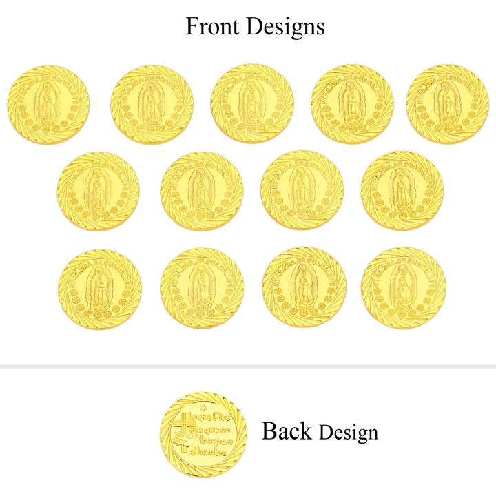 Virgen de Guadalupe Wedding Arras Set – 13 Unity Coins with Red Wooden Keepsake Box - TINGKU