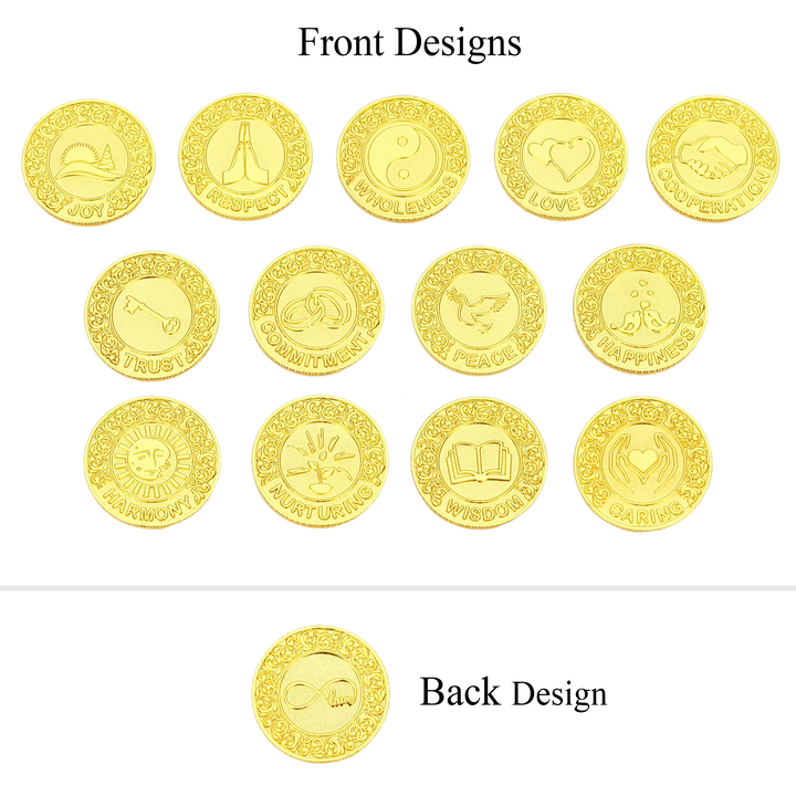 Virgen de Guadalupe Wedding Arras Unity Coin Set – 13 Commemorative Coins with Five - Flower Full Diamond Heart Box - TINGKU