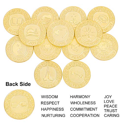 TINGKUEnglish Wedding Arras Coins Set,Gold Wedding Unity Coins Set. These exquisite commemorative coins, A wonderful accessory to every wedding Ceremony. 13 different blessing words words:LOVE,PEACE,TRUST,CARING,HARMONY,RESPECT, WHOLENESS,COOPERATION,COMM