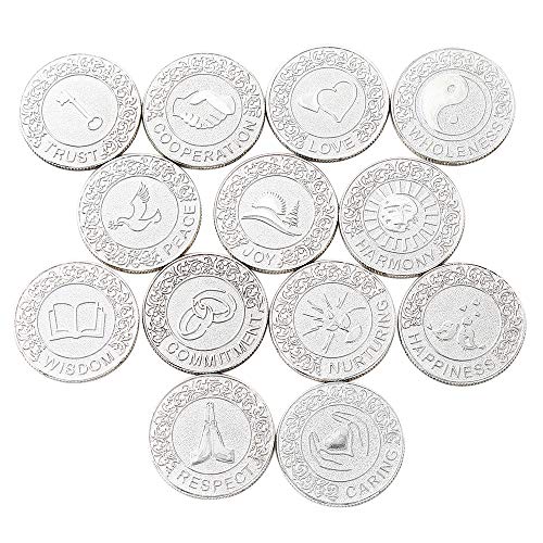 TINGKUEnglish Wedding Arras Coins Set,Gold Wedding Unity Coins Set. These exquisite commemorative coins, A wonderful accessory to every wedding Ceremony. 13 different blessing words words:LOVE,PEACE,TRUST,CARING,HARMONY,RESPECT, WHOLENESS,COOPERATION,COMM